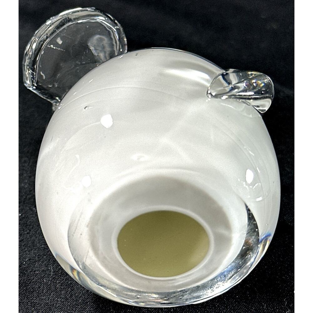 Art Glass Elephant Figurine Clear & White Blown Glass 4.75” Murano Style - Picture 8 of 8